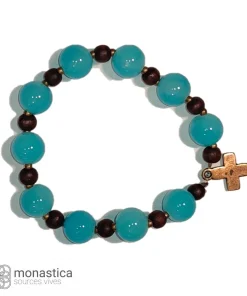 Bracelet en verre 13 couleurs – croix bronze