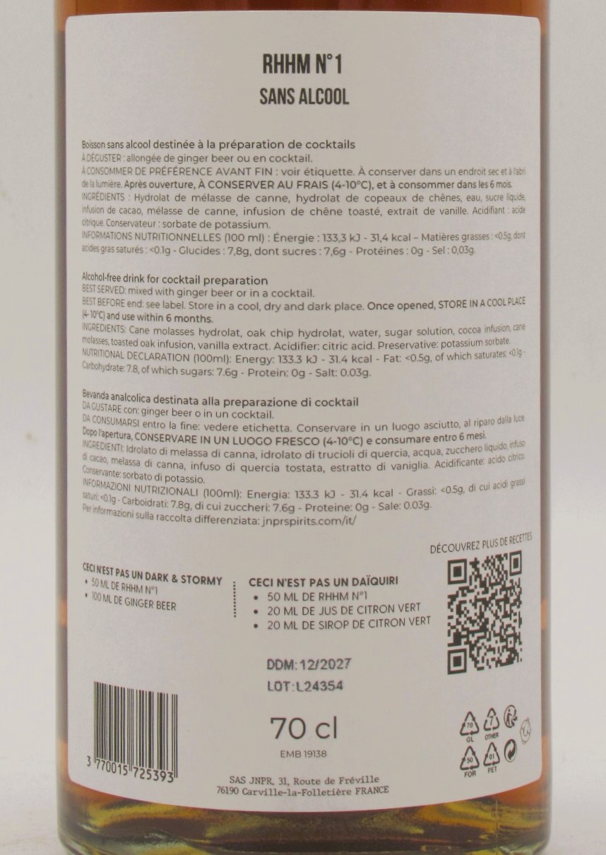 Rhum Sans Alcool RHHM N°1 de JNPR – Image 3